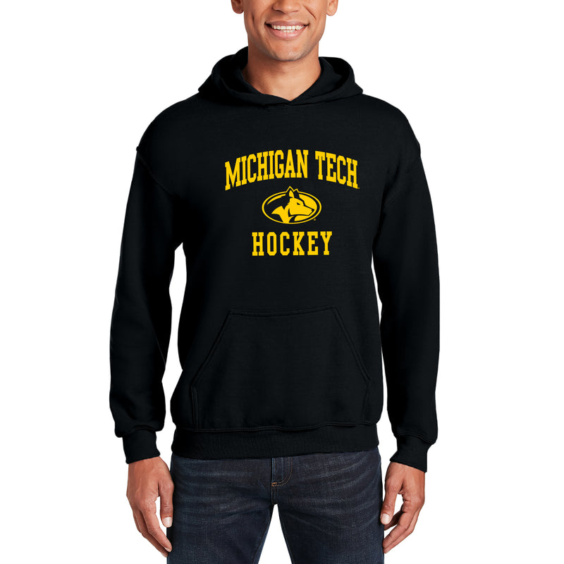 Michigan Tech Arch Logo Hockey Hoodie - Black