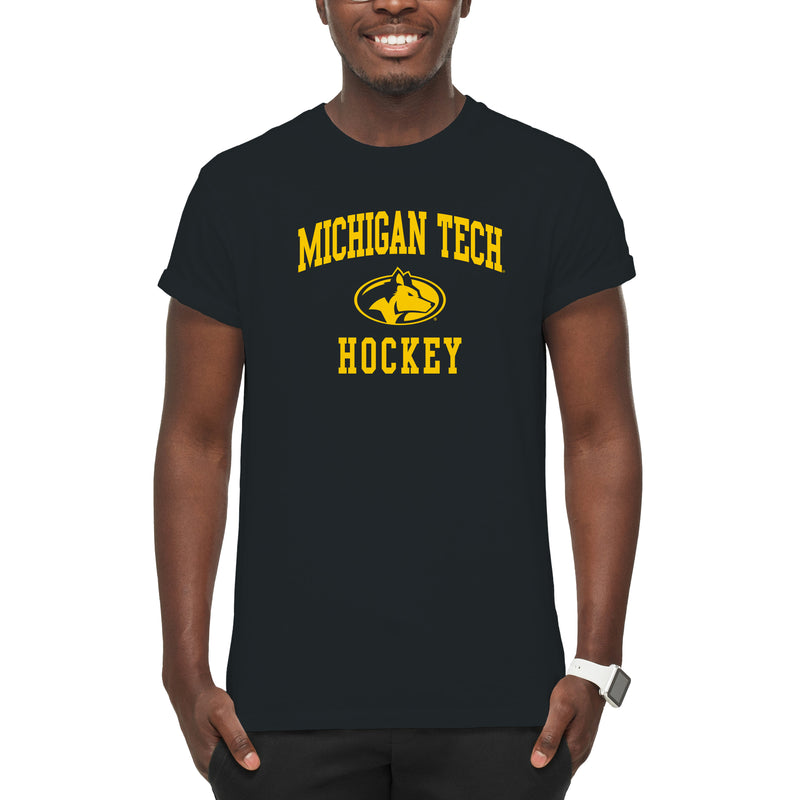 Michigan Tech Arch Logo Hockey T-Shirt - Black
