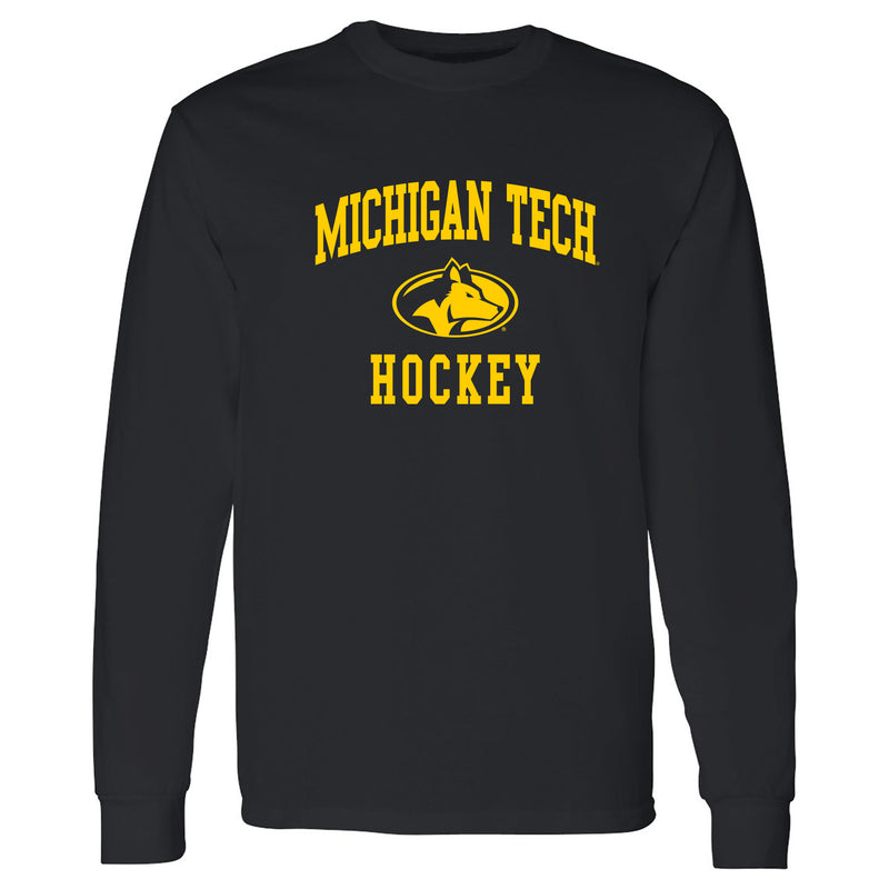 Michigan Tech Arch Logo Hockey Long Sleeve - Black