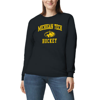 Michigan Tech Arch Logo Hockey Long Sleeve - Black