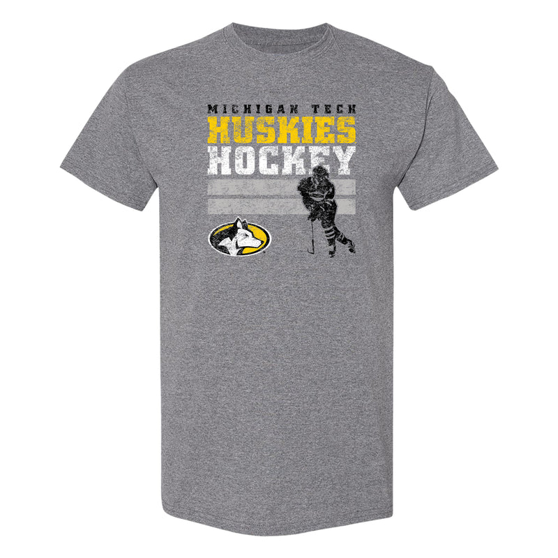 Michigan Tech Retro Ice Hockey T-Shirt - Graphite Heather
