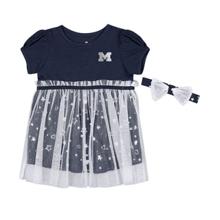 Michigan Colosseum Infant Girls Star League Dress - Navy/White