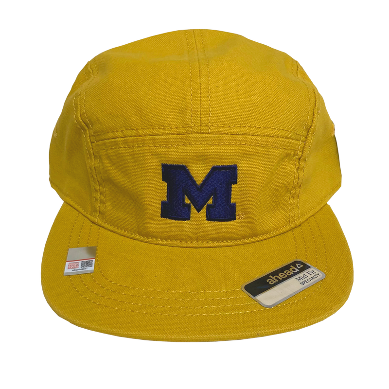 Michigan Mid Fit Brushed Canvas Buckle Closure Hat w/Navy Block M - Mustard