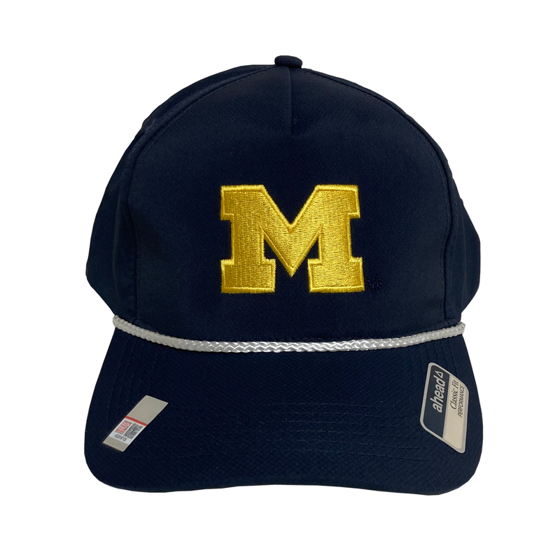 Michigan Snap Closure Hat w/Maize Block M and White Rope Accent - Navy