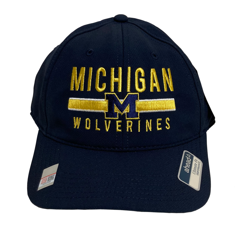 Michigan Ultimate Fit Velcro Closure Hat w/Vintage Bar Design - Navy