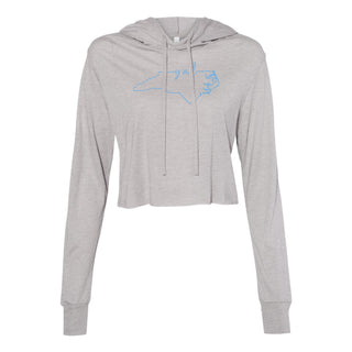 NC Yall Cropped Long Sleeve Hoodie - Athletic Grey Triblend