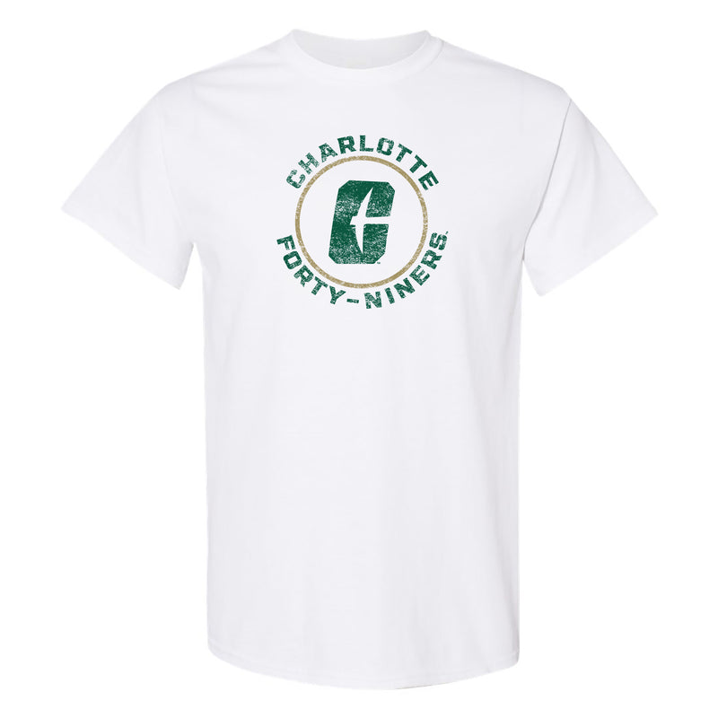 UNC Charlotte Forty-Niners Distressed Circle Logo Short Sleeve T Shirt - White