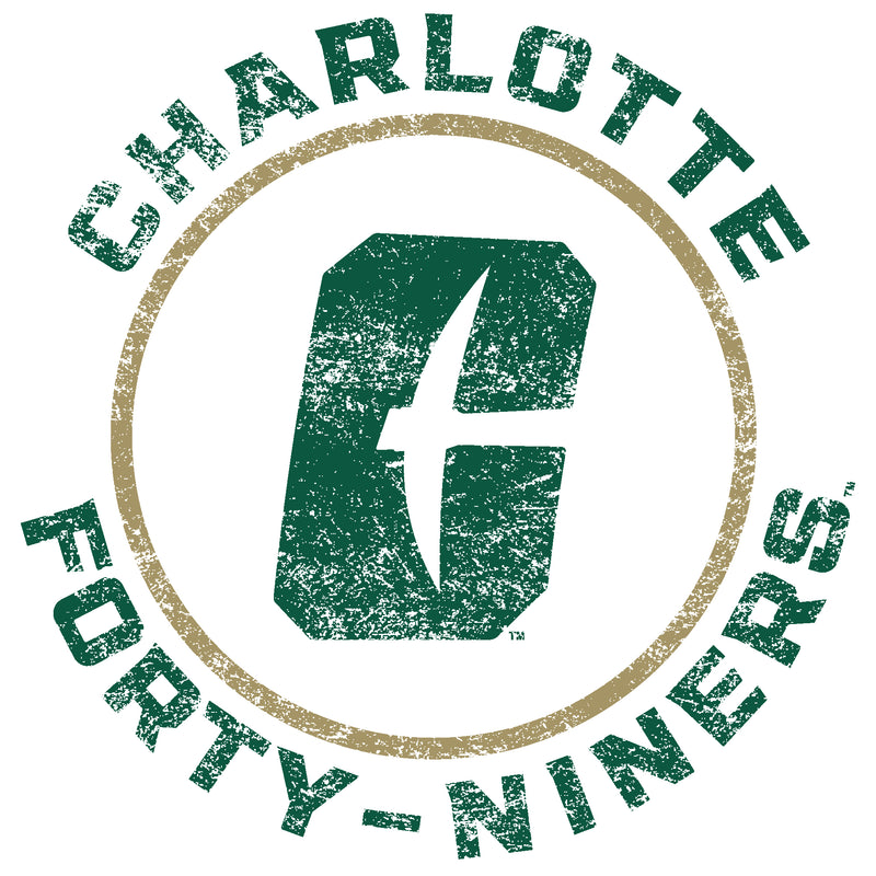 UNC Charlotte Forty-Niners Distressed Circle Logo Long Sleeve T Shirt - White