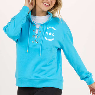 NC Flag LC EMB Women's Lace Up Pullover - Pacific Blue