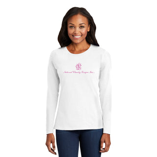 National Charity League Stacked Logo Womens Long Sleeve - White