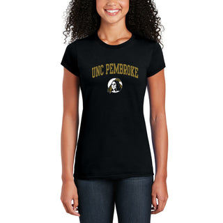 UNC Pembroke Braves Arch Logo Women's T Shirt - Black