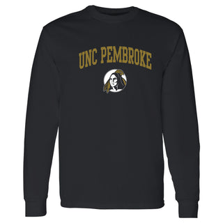 UNC Pembroke Braves Arch Logo Long Sleeve T Shirt - Black