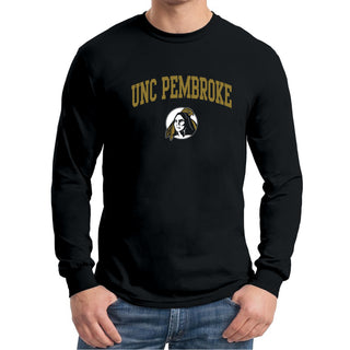 UNC Pembroke Braves Arch Logo Long Sleeve T Shirt - Black