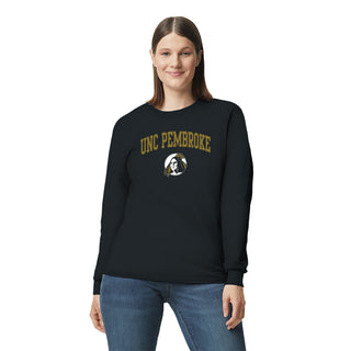 UNC Pembroke Braves Arch Logo Long Sleeve T Shirt - Black