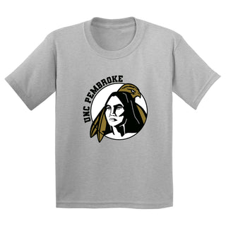 UNC Pembroke Braves Primary Logo Youth T Shirt - Sport Grey