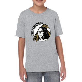 UNC Pembroke Braves Primary Logo Youth T Shirt - Sport Grey
