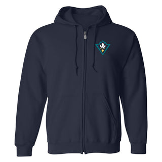 Wilmington Seahawks Primary Logo Left Chest Full Zip Hoodie - Navy