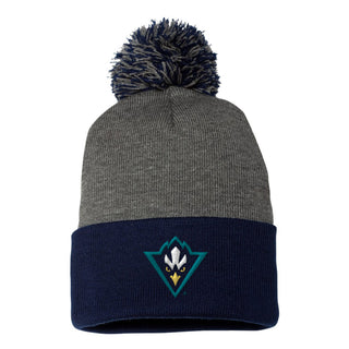 Wilmington Seahawks Primary Logo Pom-Pom Cuffed Beanie - Dark Heather Grey/Navy
