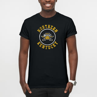 Northern Kentucky University Norse Distressed Circle Logo Short Sleeve T Shirt - Black