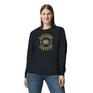 Northern Kentucky University Norse Distressed Circle Logo Long Sleeve T Shirt - Black