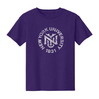 NYU Violets Distressed Circle Logo Youth T-Shirt - Purple