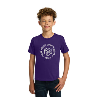 NYU Violets Distressed Circle Logo Youth T-Shirt - Purple
