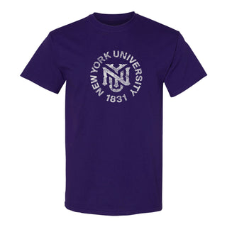NYU Violets Distressed Circle Logo T-Shirt - Purple