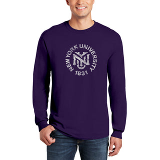 NYU Violets Distressed Circle Logo Long Sleeve - Purple