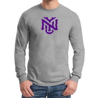 New York University Violets Primary Logo Long Sleeve T-Shirt - Sport Grey