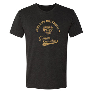 Oakland University Retro Script NLA Triblend T-Shirt - Vintage Black