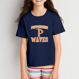 Pepperdine University Waves Arch Logo Youth T-Shirt - Navy