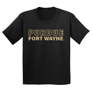 Purdue University Fort Wayne Mastodons Basic Block Youth Short Sleeve T Shirt - Black