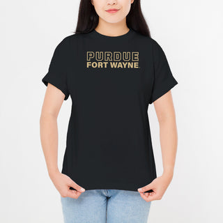 Purdue University Fort Wayne Mastodons Basic Block Short Sleeve T Shirt - Black