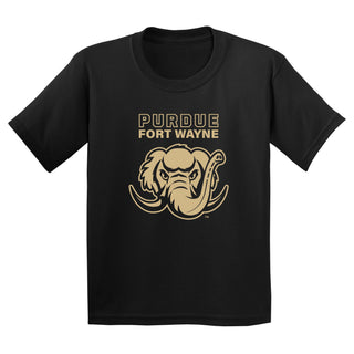 Purdue University Fort Wayne Mastodons Primary Logo Youth Short Sleeve T Shirt - Black