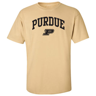 Purdue University Boilermakers Arch Logo Short Sleeve T Shirt - Vegas Gold