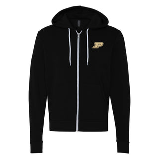 Purdue Primary Logo LC EMB Sponge Fleece Zip Hoodie - Black