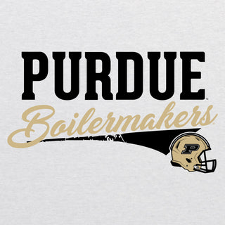 Purdue Varsity Script Helmet Raglan - Heather White/Vintage Black