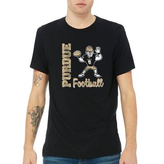 Purdue Pete Football Script Triblend T-Shirt - Solid Black