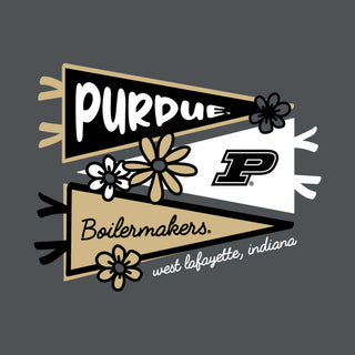 Purdue Cute Pennant Women's Fine Jersey Boxy Tee - Asphalt
