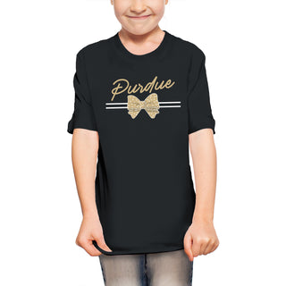 Purdue Bow Script Youth T-Shirt - Black