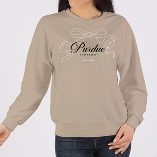 Purdue Delicate Bow Crewneck Sweatshirt - Sand