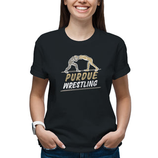Purdue Wrestling Sketch T-Shirt - Black