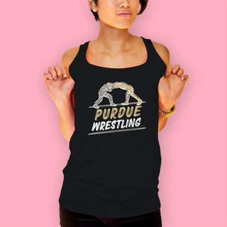 Purdue Wrestling Sketch Tank Top - Black