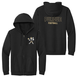 Purdue Pete Football Mascot Mark LC Zip Hoodie - Black