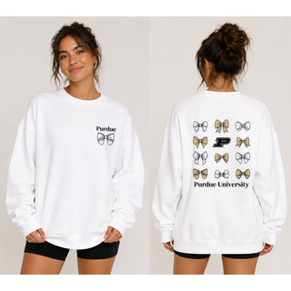 Purdue Bow Bliss Crewneck - White