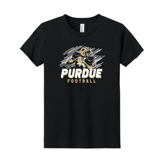 Purdue Football Action CVC Youth T-Shirt - Solid Black Blend
