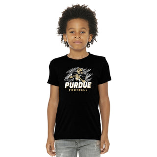 Purdue Football Action CVC Youth T-Shirt - Solid Black Blend