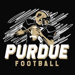 Purdue Football Action CVC T-Shirt - Solid Black Blend