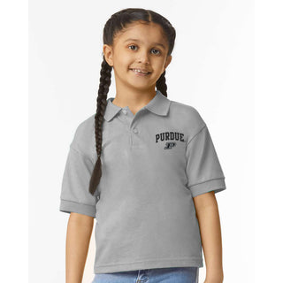 Purdue Arch Logo EMB Youth Dryblend Jersey Polo
