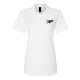 Purdue Script EMB Womens Softstyle Pique Polo